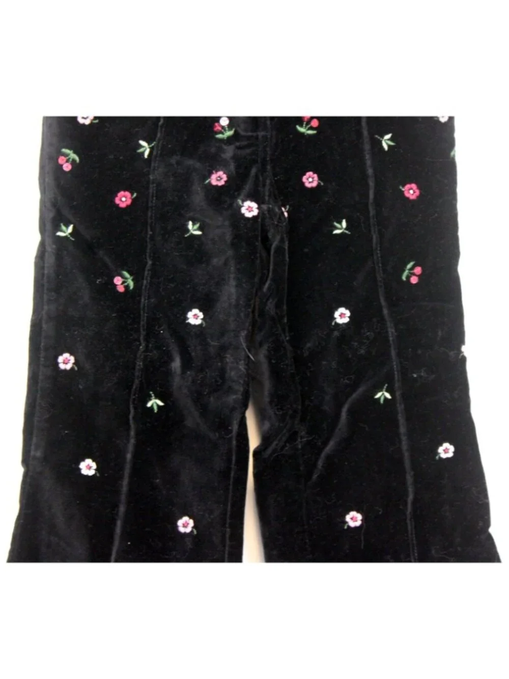 2003 Gymboree Holiday Magic  Black Velvet Pants Flowers Cherries sz 5 Sequins